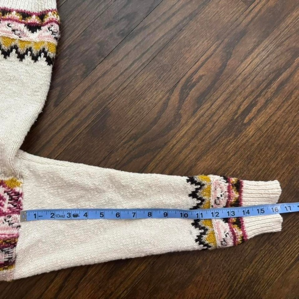 Sundance Cream and Pink Patterned Sweater Size Large 7% Woll Nordic Indie Boho - Picture 8 of 8
